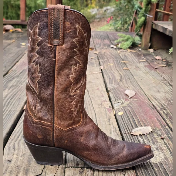 Dan Post Womens, Snip Toe, Brown Leather, Tan Stitching, Cowboy Boots, Size 7M - Picture 9 of 13